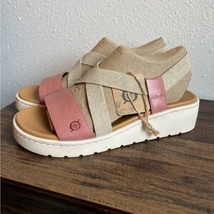 BORN Women's Shonie Sandal - Soft Leather Dress Sandal With 2-Inch Heel & Wooden Stacked Detail